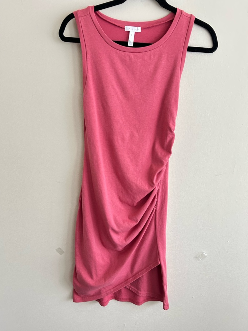 Leith Pink Sleeveless Midi Dress with Side Ruching